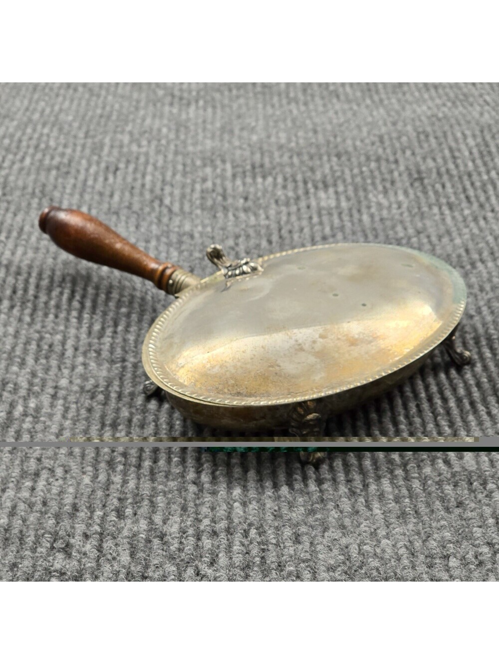 Vtg B Rogers Silver Co 188 Silent Butler Crumb Catcher Silverplate Wood Handle